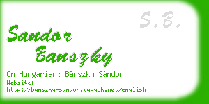 sandor banszky business card